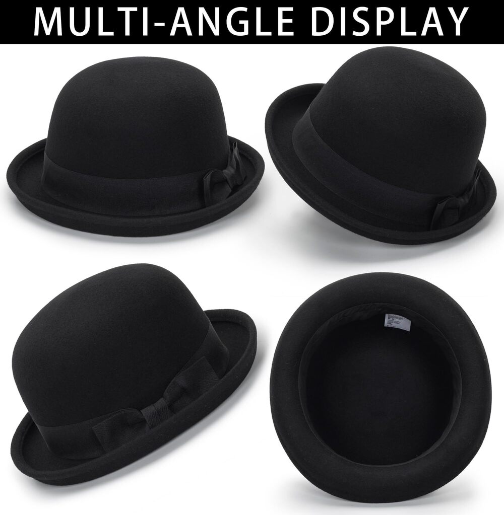 3923 Bowler Derby Hat - Short Rolled Brim Fedora … - image 5